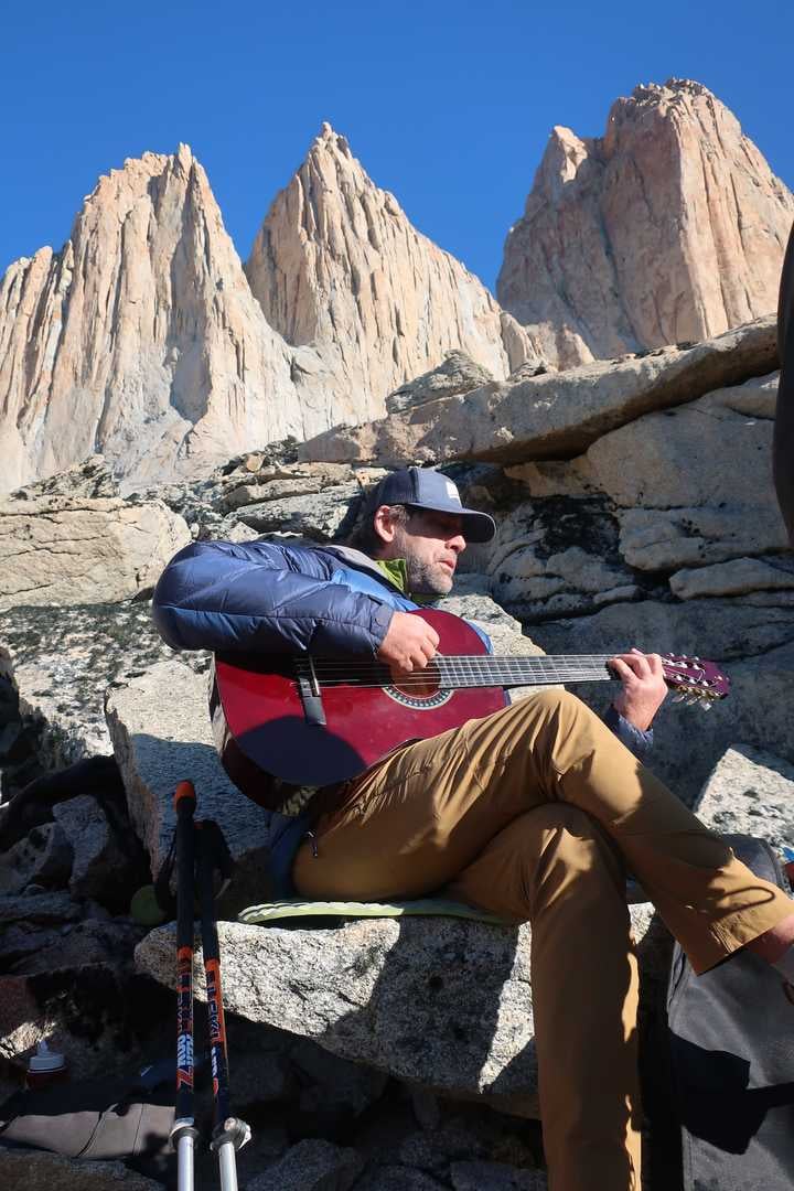 Erik Weheinmeyer plays guitar in patagonia