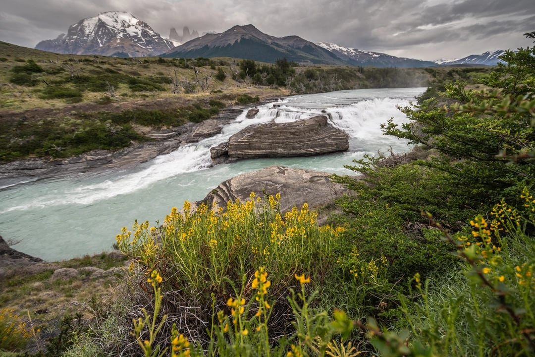 Paine waterfall in spring