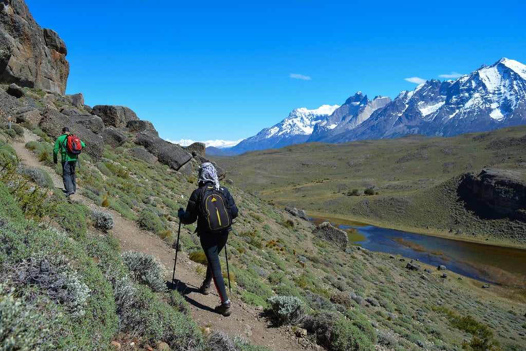 Paz Bascuñan is trekking along Torres del Paine