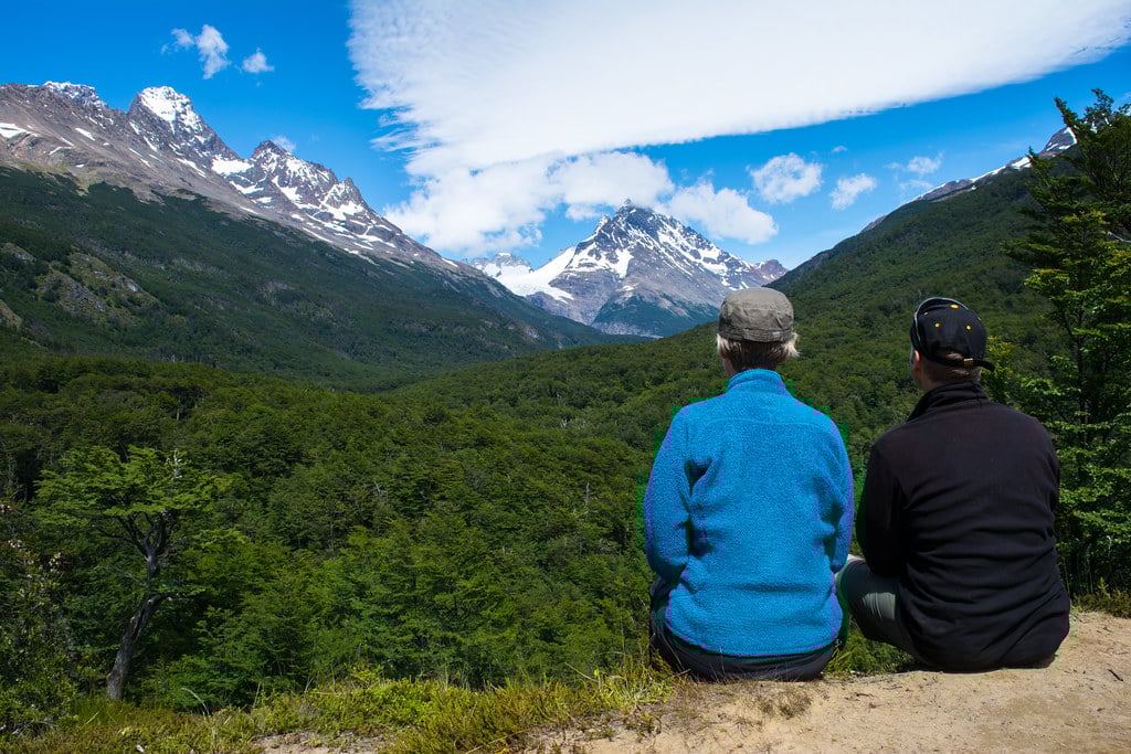 Observing Perros glacier in the distance