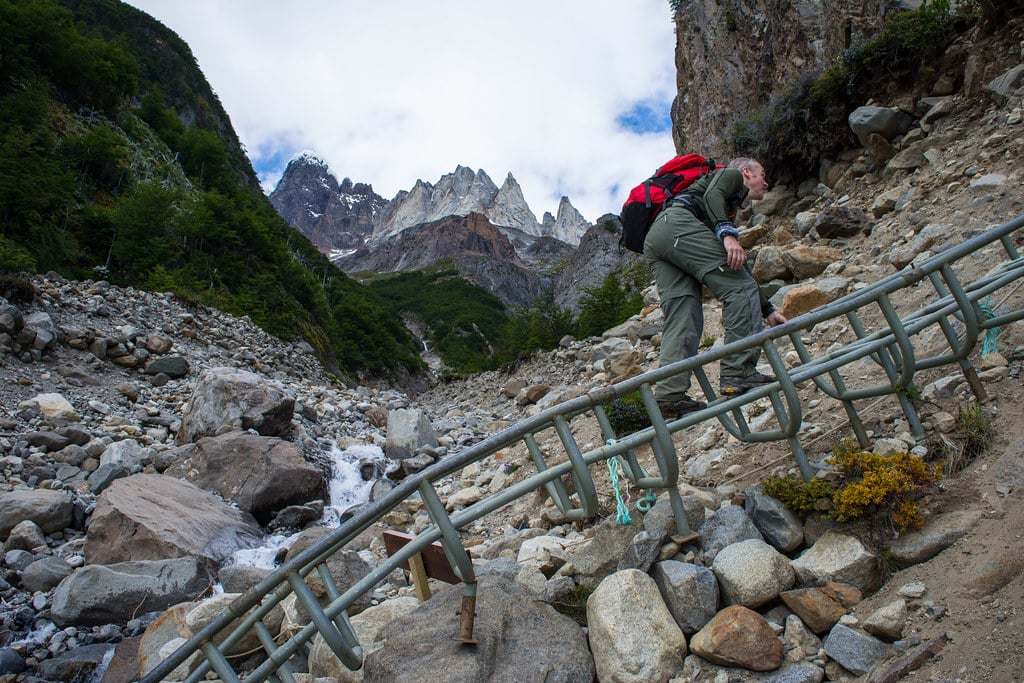 Walking on the ladder Patagonia