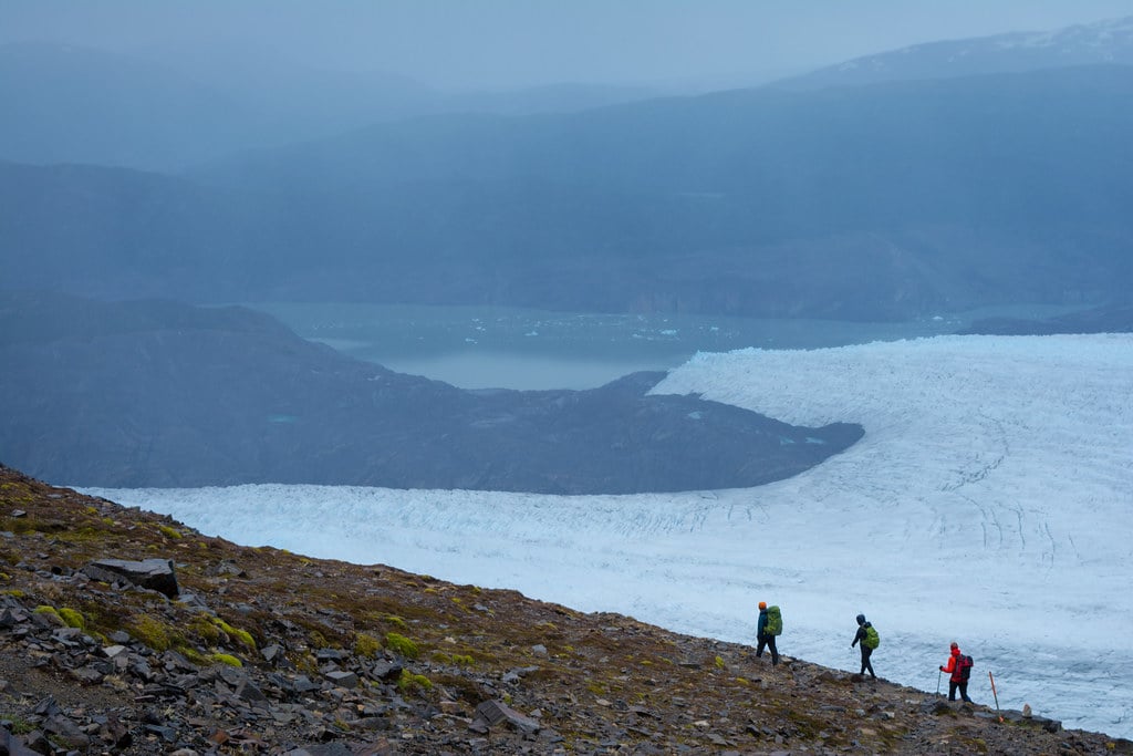 Hiking along Grey Glacier Torres del Paine