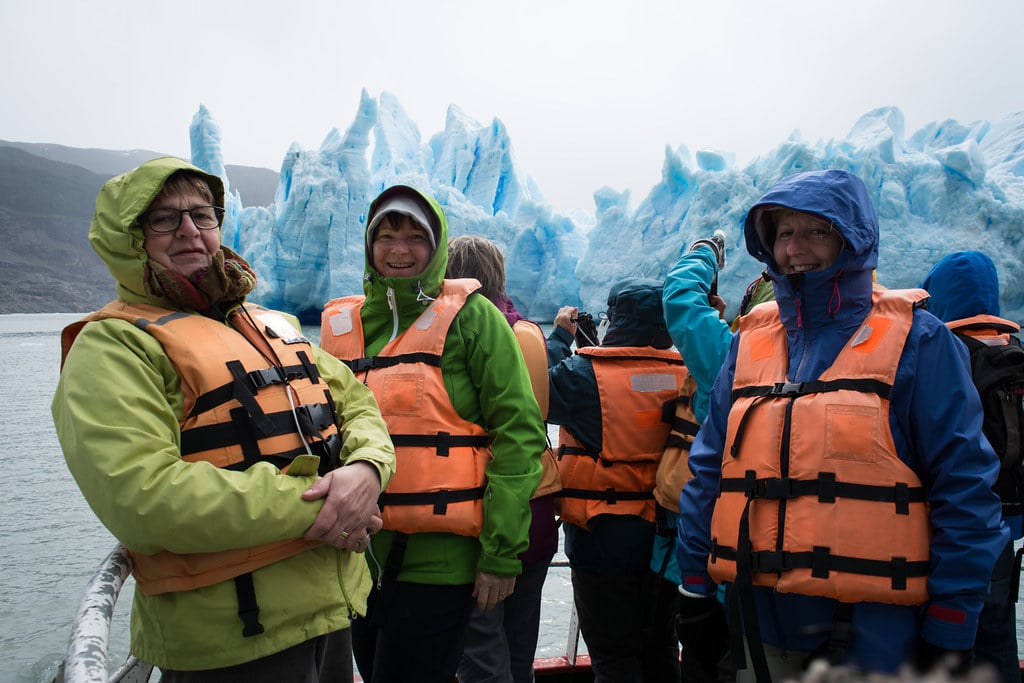 Grey Glacier with nice women Patagonia