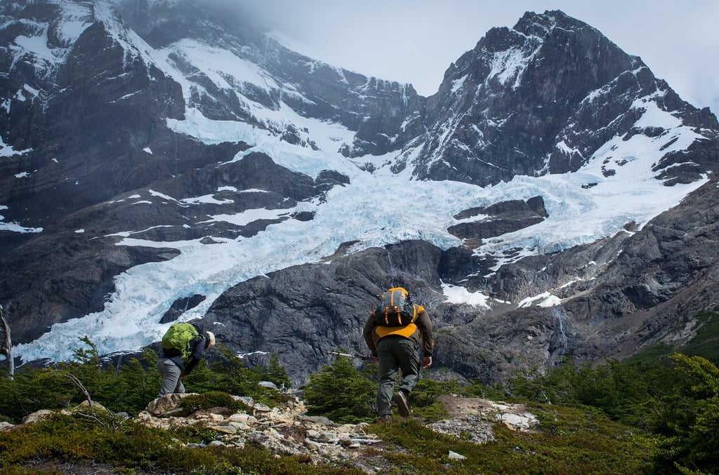 Braving the wind at Paine Grande