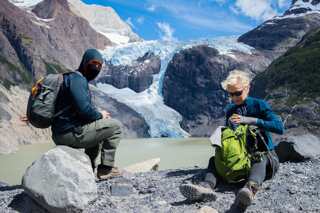 Marty Papazian and Marina Benedict at Perros Glacier Patagonia