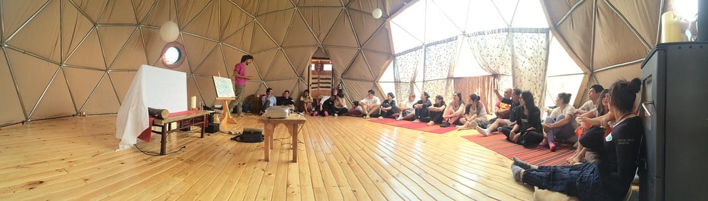 Staff gathering at EcoCamp