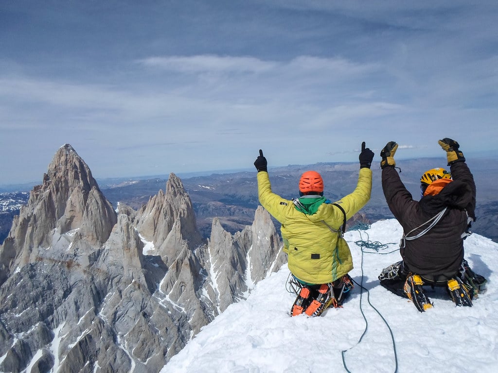 The Señoret Brothers on the summit of Cerro Torre - overlooking Mt. Fitzroy (yes, that sounds crazy, but they did it).