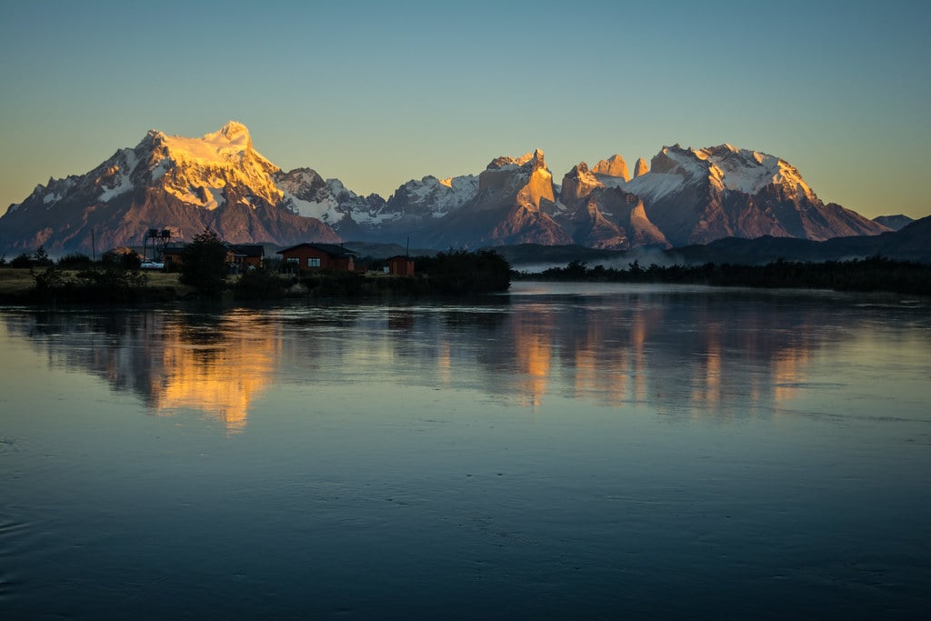 Early morning view of Torres del Paine from 