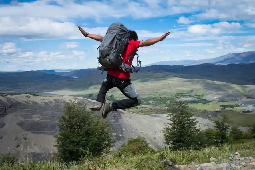 Jumping in Torres del paine