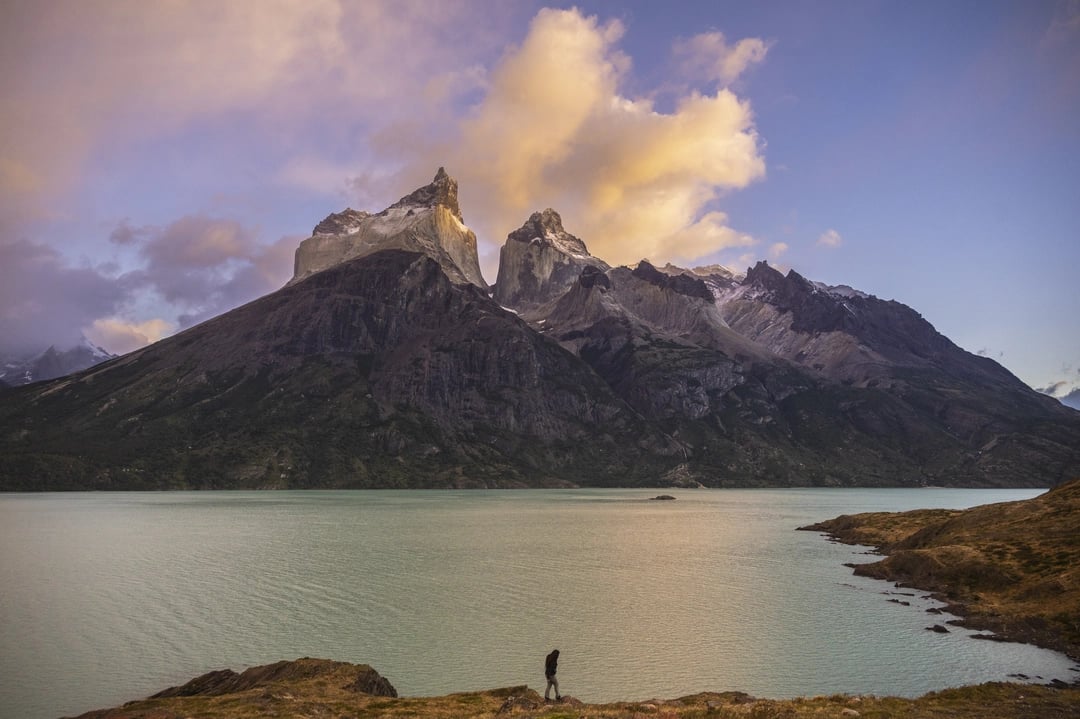 Hiking near los Cuernos in Torres del Paine